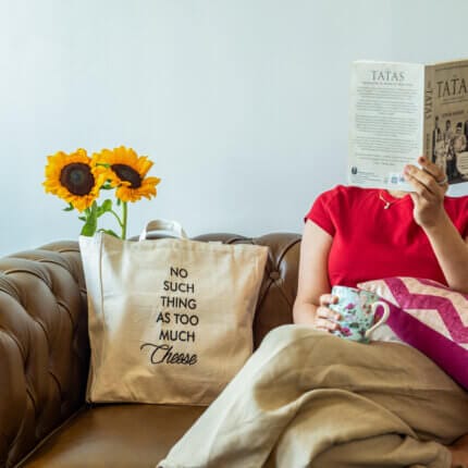 Tote Bag - No Such Thing As Too Much Cheese 13" x 14" x 5"